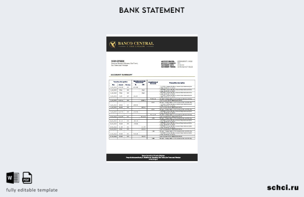 цифровая загрузка шаблон слова банковской выписки Сан Томе и Принсипи Banco Cent